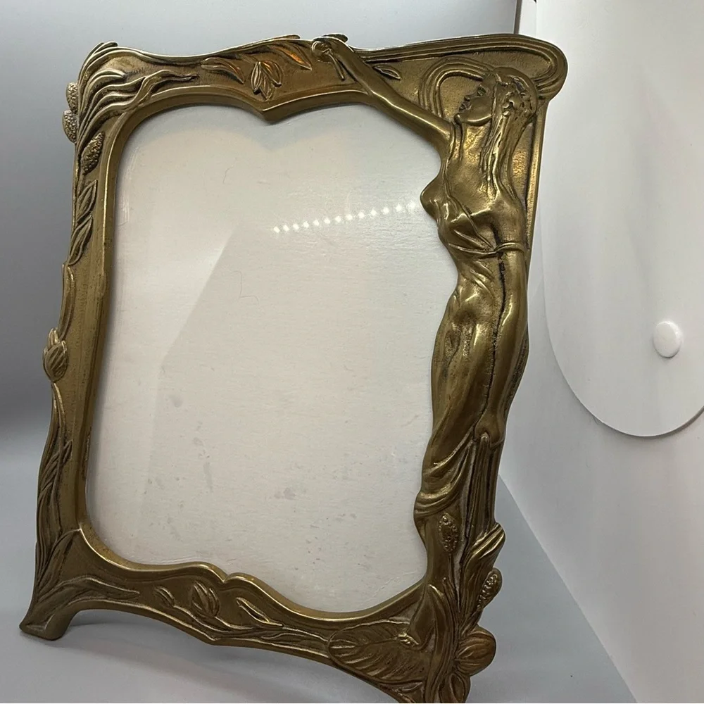 Vintage Art Nouveau Brass Figural Picture Frame – Lady of the Lake Motif